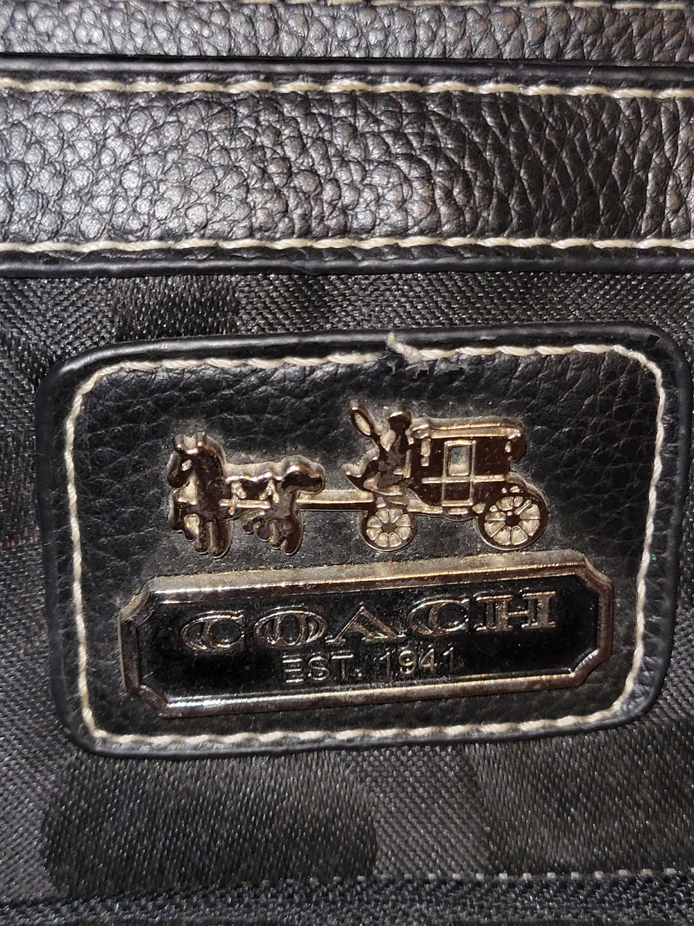 Coach Black Canvas Tote with Burgundy Signature 'C' Pattern - Picture 11 of 13